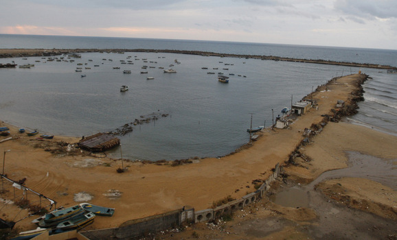 Fishing boats are seen at Gaza Seaport in Gaza City